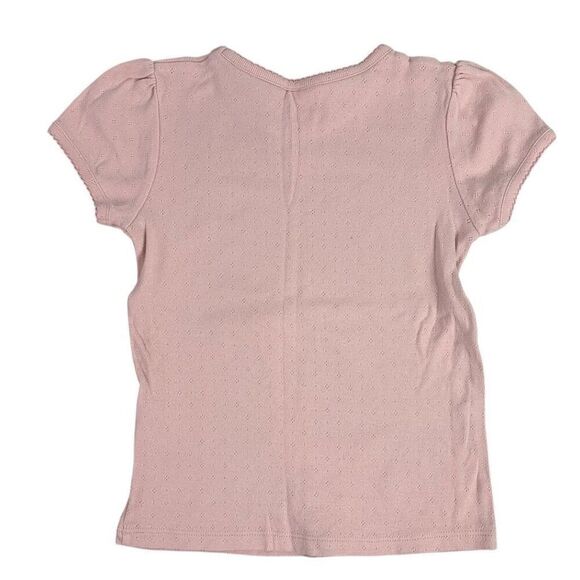 Mini Boden Short Sleeve Pointelle T-Shirt size 6-7 Pink - Picture 2 of 6